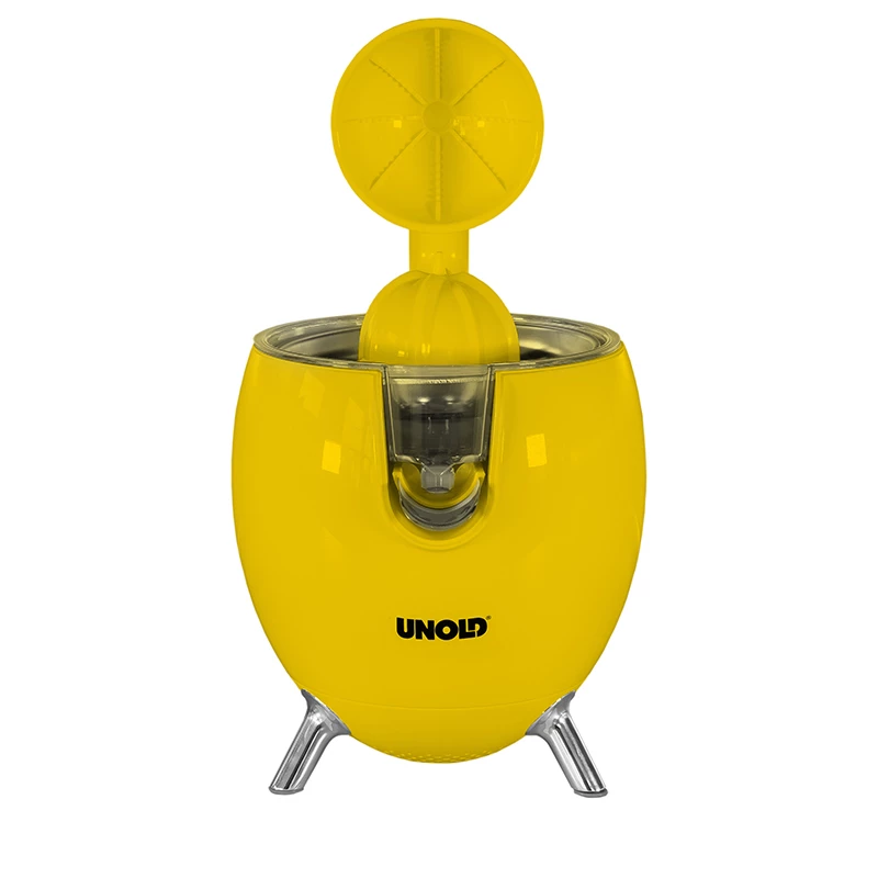 Unold 78132 Power Juicy ηλεκτρικός στίφτης εσπεριδοειδών, 300 W, αποφυγή στάλαξης, αυτόματη εκκίνηση/διακοπή, κίτρινο/ανοξείδωτος χάλυβας