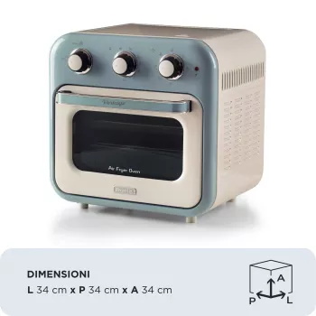 Ariete 4632 φριτέζα θερμού αέρα και φούρνος Vintage, 1400W, 2in1, χωρητικότητα 16L, αξεσουάρ περιλαμβάνονται, χρονοδιακόπτης 60 λεπτών, διπλό γυαλί, μπλε