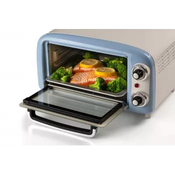 Ariete 3919 ηλεκτρικός φούρνος Vintage, 800 W, χωρητικότητα 10 l, διπλό γυαλί, ρετρό, μπλε