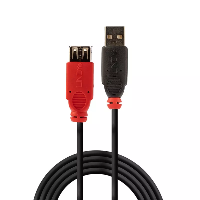 Lindy 42817 ενεργό καλώδιο προέκτασης USB 2.0 Slim, USB-A αρσενικό σε USB-A θηλυκό, 5 m, μαύρο