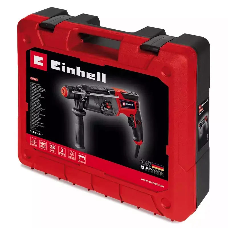 Einhell TE-RH 950 5F περιστροφικό πιστολέτο, 950 W, 3 J, SDS-plus, 2600 σ.α.λ., με βαλίτσα, μαύρο/κόκκινο