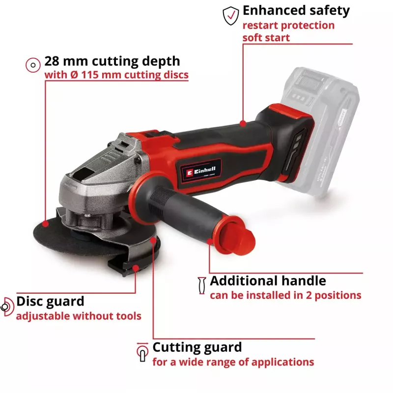 Γωνιακός τροχός Einhell Power X-Change TE-AG 18/115-2 Li - Solo 18 Volt