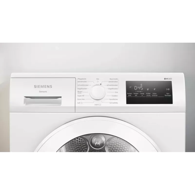 Siemens iQ300 WT45HVA4 Στεγνωτήριο ρούχων Ελεύθερο Μπροστινής φόρτωσης 8 kg Λευκό