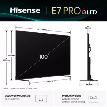 Hisense 100E7Q PRO 2,54 m (100 ίντσες) 4K Ultra HD Smart TV Wi-Fi μαύρο