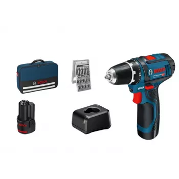 Δραπανοκατσάβιδο μπαταρίας Bosch GSR 12V-15 Professional, 1300 RPM, Μαύρο, Μπλε