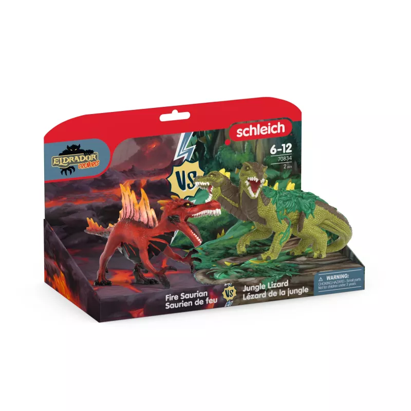 Σετ φιγούρων Schleich Eldrador Creatures Πυρίτινος δεινόσαυρος vs. Σαύρα ζούγκλας, Μοντέλο 70834