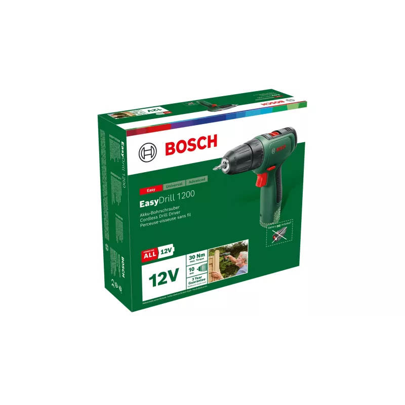 Bosch EasyDrill 1200 1500 RPM Keyless 940 g Μαύρο, Πράσινο