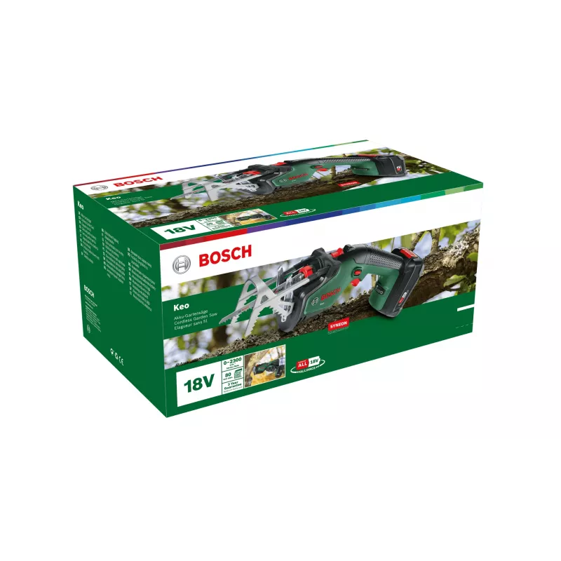 Μπαταρίας πριόνι κλαδέματος Bosch Keo 18V, 2,0 Ah, πράσινο/μαύρο