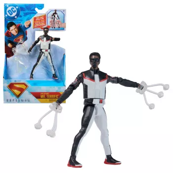DC Comics, SUPERMAN, Mr. Terrific, Epic Strike φιγούρα δράσης, 15 cm, αυθεντικό σχέδιο ταινίας, περιλαμβάνει 2 αξεσουάρ, παιχνίδι για αγόρια και κορίτσια από 4 ετών