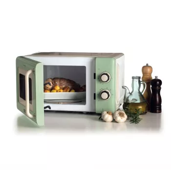 Ariete Vintage Line 3960 Vintage φούρνος μικροκυμάτων, 800 W, χωρητικότητα 20 l, 3 λειτουργίες, 5 επίπεδα ισχύος, χρονοδιακόπτης, πράσινο