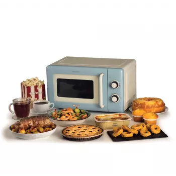 Ariete Vintage Line 3960 Vintage φούρνος μικροκυμάτων, 800 W, χωρητικότητα 20 l, 3 λειτουργίες, 5 επίπεδα μαγειρέματος, χρονοδιακόπτης, μπλε