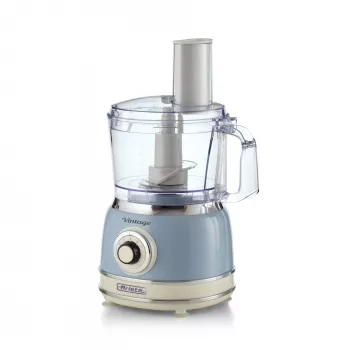 Κουζινομηχανή ARIETE Vintage Line 1781/05 — 1000 W, μπολ 2,1 L, περιστροφικός διακόπτης, λεπίδες ανοξείδωτου χάλυβα, μπλε
