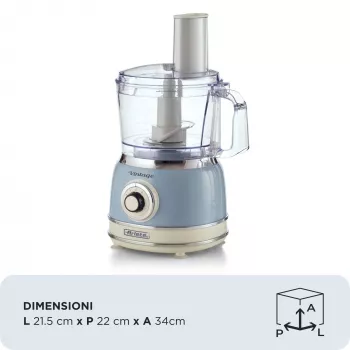 Κουζινομηχανή ARIETE Vintage Line 1781/05 — 1000 W, μπολ 2,1 L, περιστροφικός διακόπτης, λεπίδες ανοξείδωτου χάλυβα, μπλε