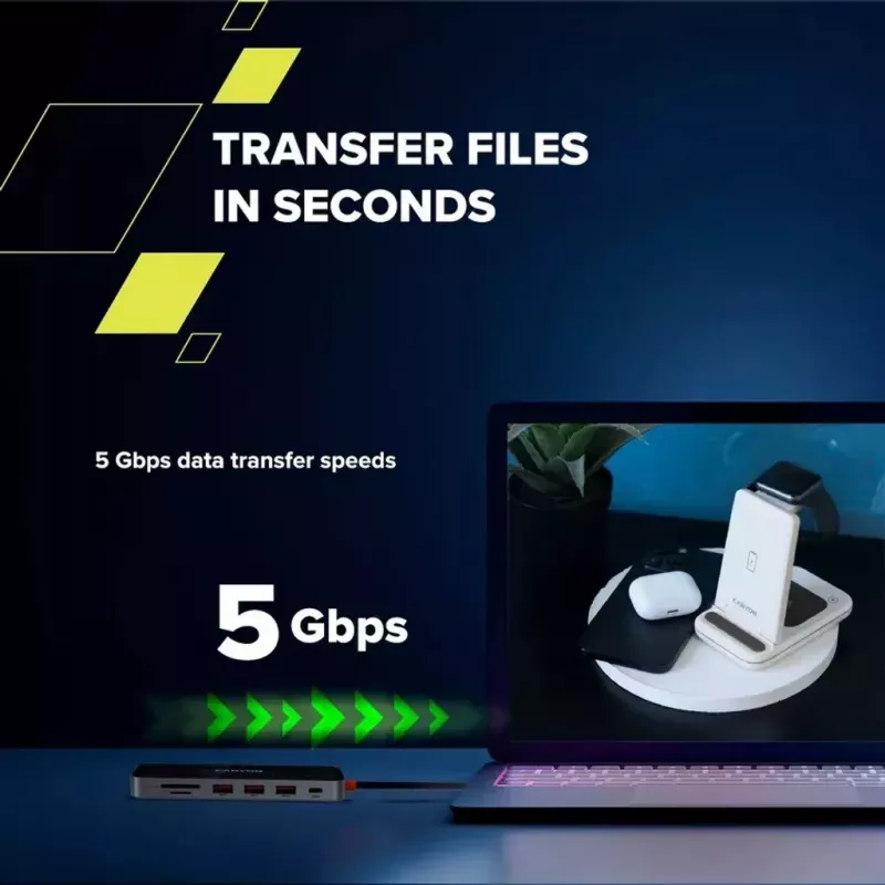 Canyon DS-13 CNS-TDS13 διανομέας USB-C 7 σε 1, HDMI 4K, 3x USB 3.0, USB-C PD 100W, συσκευή ανάγνωσης SD/microSD, διάφανο Space Grey