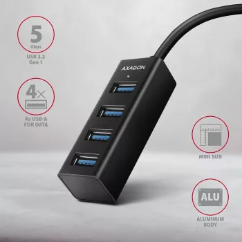 Μικροσκοπικό μεταλλικό USB-C 3.2 Gen 1 Hub AXAGON HUE-M1C
