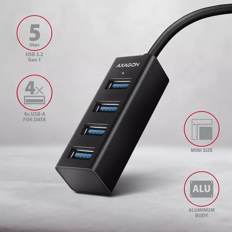 Μικροσκοπικό μεταλλικό USB-C 3.2 Gen 1 Hub AXAGON HUE-M1C