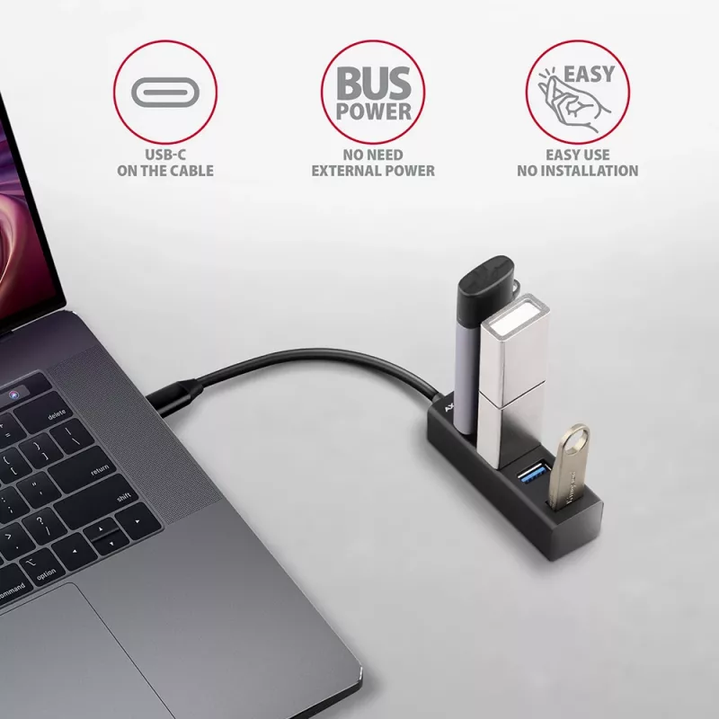 Μικροσκοπικό μεταλλικό USB-C 3.2 Gen 1 Hub AXAGON HUE-M1C