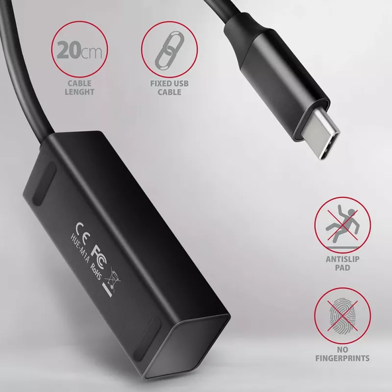 Μικροσκοπικό μεταλλικό USB-C 3.2 Gen 1 Hub AXAGON HUE-M1C