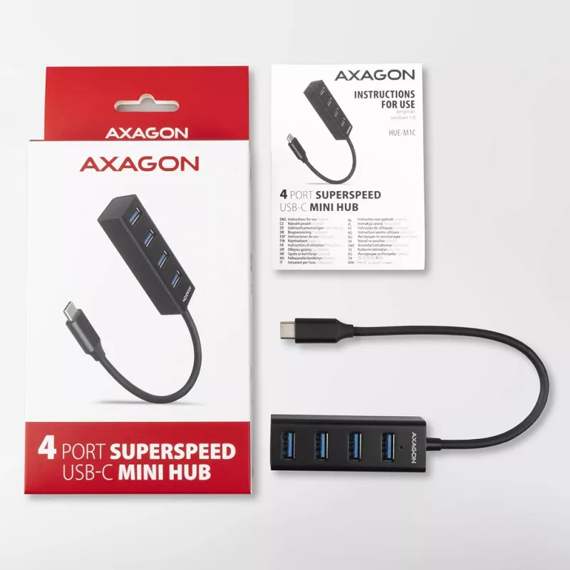 Μικροσκοπικό μεταλλικό USB-C 3.2 Gen 1 Hub AXAGON HUE-M1C