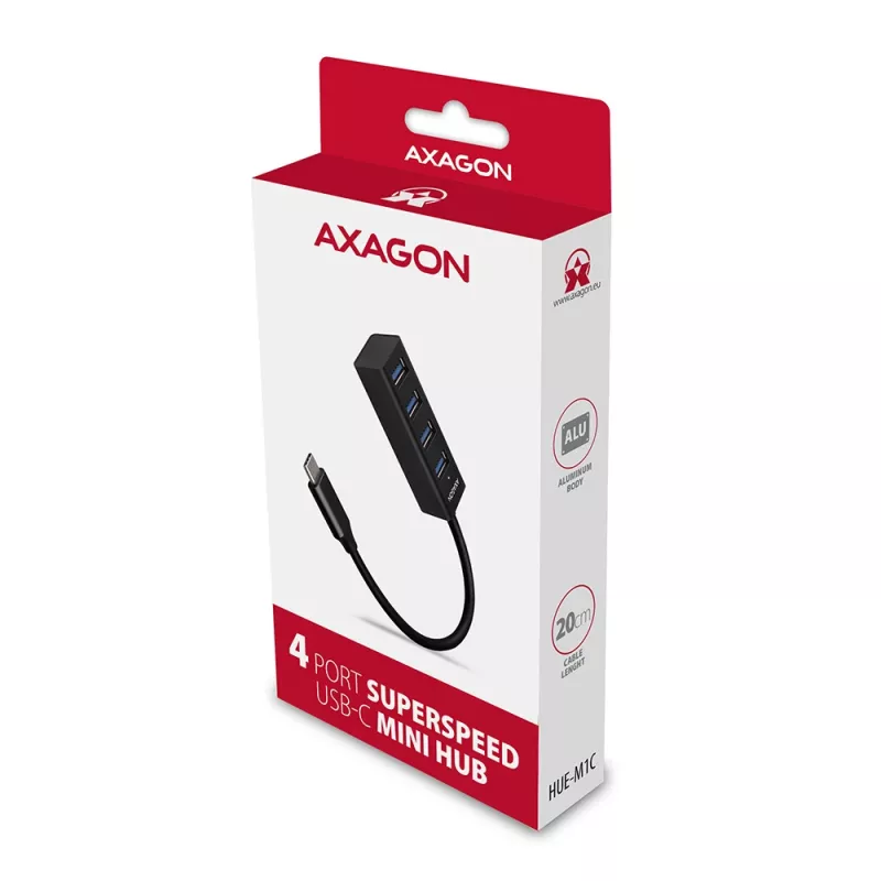 Μικροσκοπικό μεταλλικό USB-C 3.2 Gen 1 Hub AXAGON HUE-M1C