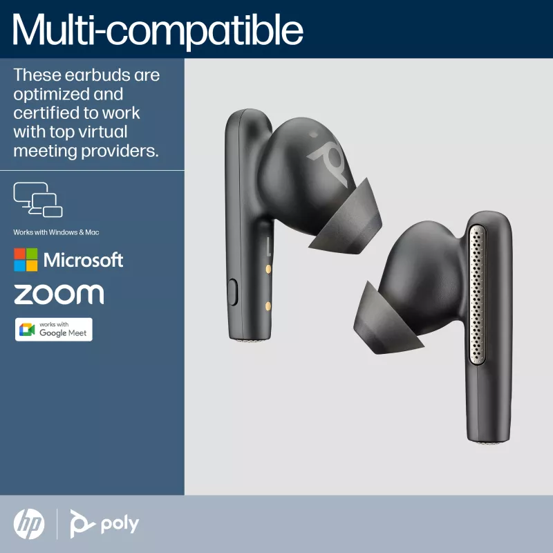HP Poly Poly Voyager Free 60 UC Carbon μαύρα ακουστικά earbuds +BT700 USB-A adapter +Basic Charge Case
