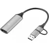 Sandberg HDMI Capture Link σε USB-C/A, HDMI τύπου A (Standard), USB Type-A + USB Type-C, υποδοχή θηλυκή, βύσμα αρσενικό, ευθύ, ευθύ