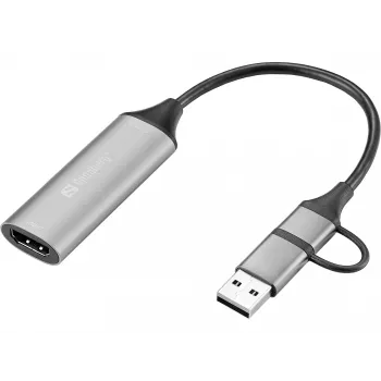 Sandberg HDMI Capture Link σε USB-C/A, HDMI Type A (Standard), USB Type-A + USB Type-C, υποδοχή θηλυκή, βύσμα αρσενικό, ευθύ, ευθύ