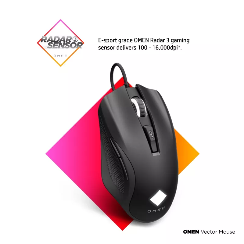 HP OMEN Vector Ποντίκι, Δεξιόχειρας, IR-LED, USB Type-A, 16000 DPI, 1 ms, Μαύρο