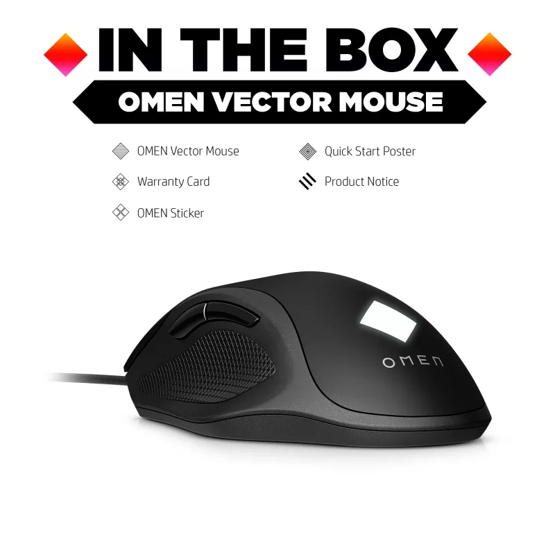 HP OMEN Vector Ποντίκι, Δεξιόχειρας, IR-LED, USB Type-A, 16000 DPI, 1 ms, Μαύρο