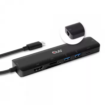 CLUB3D USB-C 7-in-1 Hub HDMI 4K60Hz SD TF Υποδοχή κάρτας 2x USB Type A USB Type C PD RJ45 Λειτουργεί με Thunderbolt 3