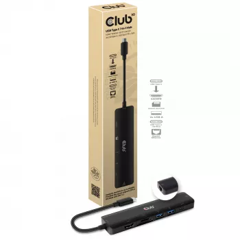 CLUB3D USB-C 7-in-1 Hub HDMI 4K60Hz SD TF Υποδοχή κάρτας 2x USB Type A USB Type C PD RJ45 Λειτουργεί με Thunderbolt 3