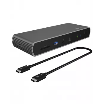 ICY BOX IB-DK8801-TB4 Ενσύρματο Thunderbolt 4 Ανθρακί, Μαύρο