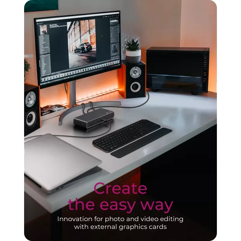 ICY BOX IB-DK8801-TB4 Ενσύρματο Thunderbolt 4 Ανθρακί, Μαύρο