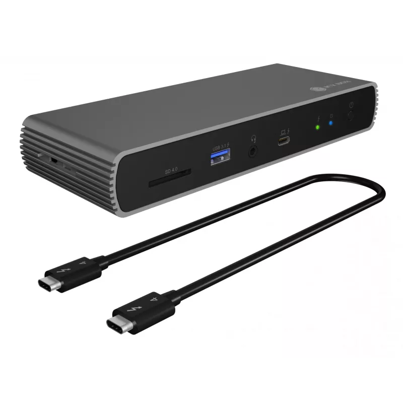 ICY BOX IB-DK8801-TB4 Ενσύρματο Thunderbolt 4 Ανθρακί, Μαύρο