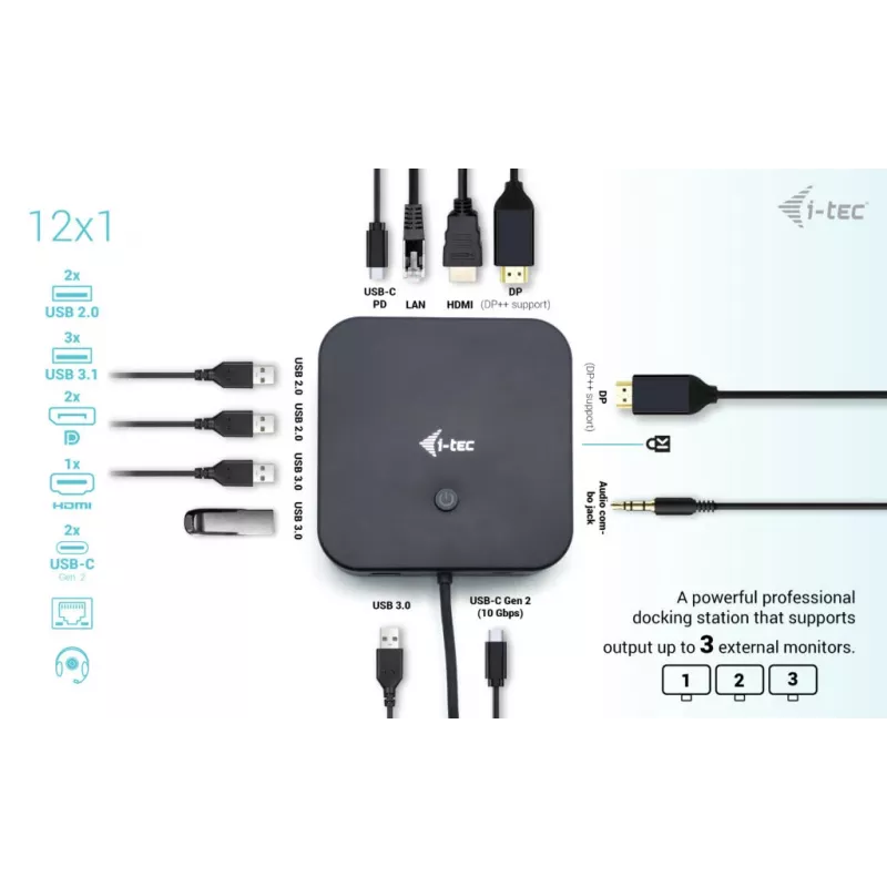 i-tec USB-C HDMI Dual DP Σταθμός σύνδεσης με Power Delivery 100 W