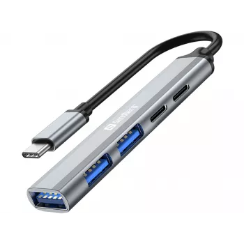 Sandberg USB-C σε 3xUSB-A+2xUSB-C SAVER USB 3.2 Gen 1 γκρι αλουμίνιο