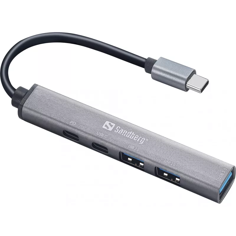 Sandberg USB-C σε 3xUSB-A+2xUSB-C SAVER USB 3.2 Gen 1 γκρι αλουμίνιο