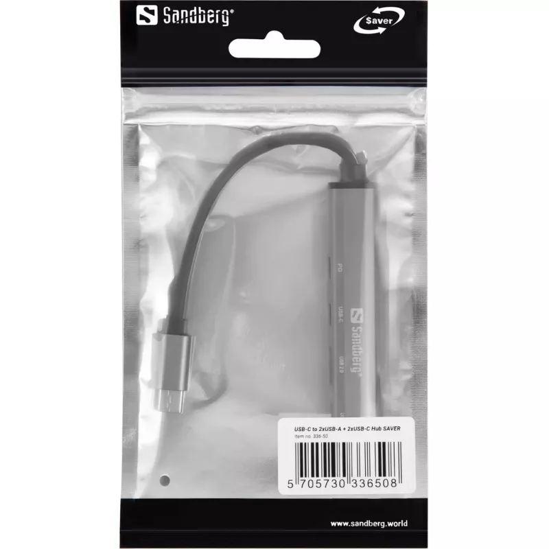 Sandberg USB-C σε 3xUSB-A+2xUSB-C SAVER USB 3.2 Gen 1 γκρι αλουμίνιο