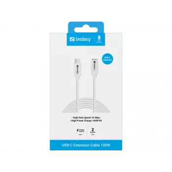 Καλώδιο Sandberg USB-C σε USB-C 2M 100W USB 3.2 Gen 2 λευκό