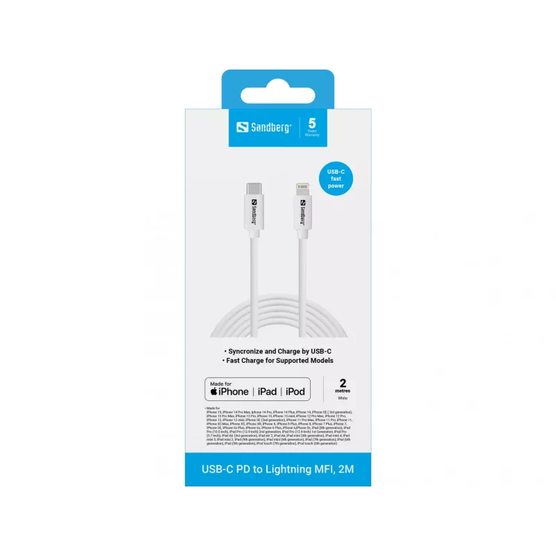Καλώδιο Sandberg USB-C PD σε Lightning MFI 2M 2m Lightning USB C