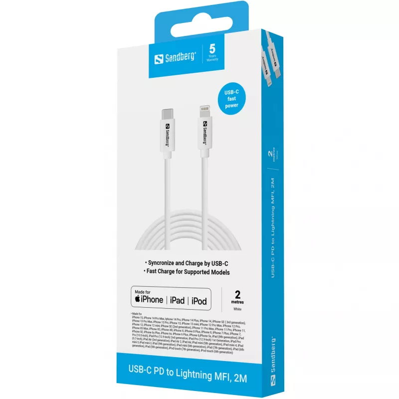Καλώδιο Sandberg USB-C PD σε Lightning MFI 2M 2m Lightning USB C