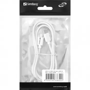 Sandberg USB-C USB-C 65W 1M SAVER, 1 m, USB C, USB C, USB 2.0, λευκό