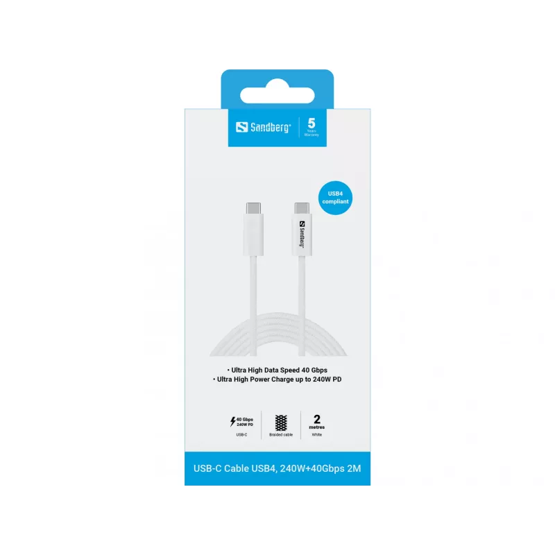 Καλώδιο Sandberg USB-C>C USB4 240W 40Gbps 2M