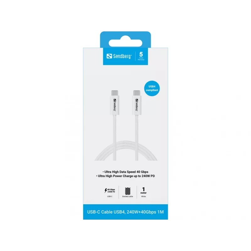 Καλώδιο Sandberg USB-C>C USB4 240W 40Gbps 1M