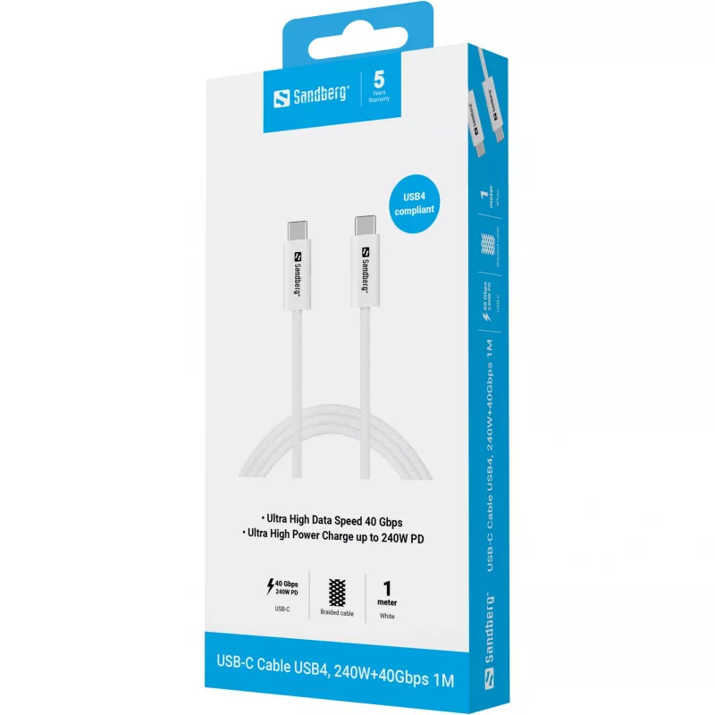 Καλώδιο Sandberg USB-C>C USB4 240W 40Gbps 1M