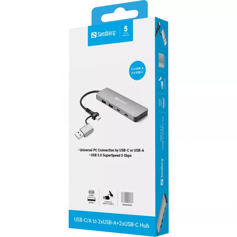 Hub Sandberg USB-C/A σε 2xUSB-A+2xUSB-C