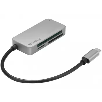 Sandberg USB-C Multi Card Reader Pro, CF, MMC, MicroSD (TransFlash), SD, SDHC, SDXC, xD, μαύρο, USB 3.2 Gen 1 (3.1 Gen 1) Type-C, 1 τεμ., 82 mm, 23 mm