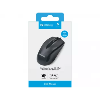 Ποντίκι Sandberg USB, για δεξιόχειρες, οπτικό, USB Type-A, 1200 DPI, μαύρο