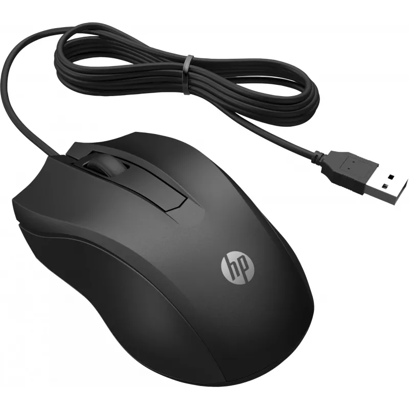 Ενσύρματο ποντίκι HP 100, αμφίχειρο, οπτικό, USB Type-A, 1600 DPI, μαύρο