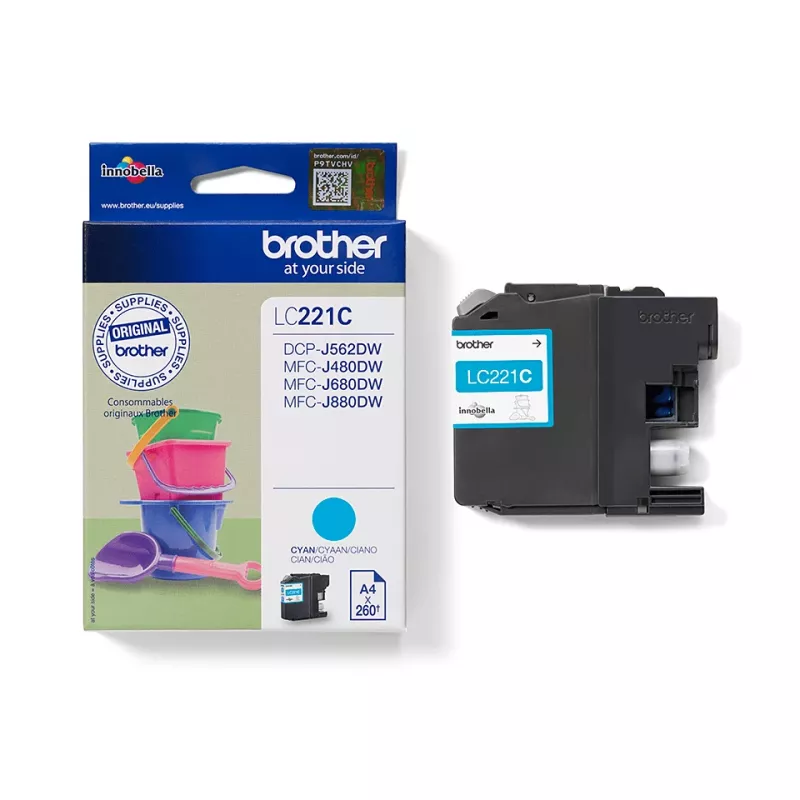 Μελανοδοχείο Brother LC-221C μπλε μελάνη 260 σελίδες DCPJ562DW MFCJ480DW